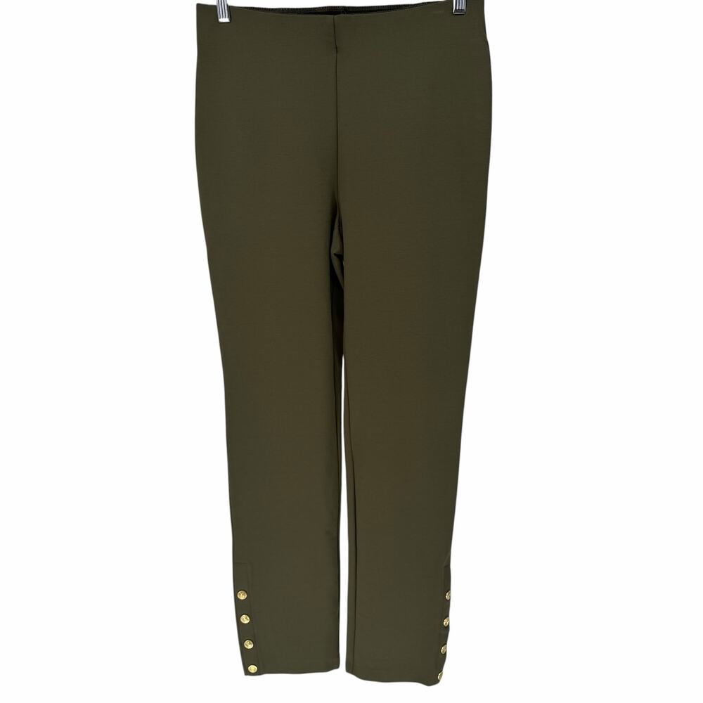 NEW Liz Claiborne Olive Green 4-Way Stretch Pullon Ankle Pants Sz Med